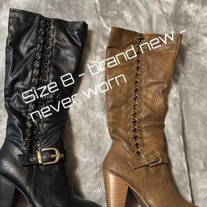 Stylish Women's Lace-Up Boots - Black and Brown